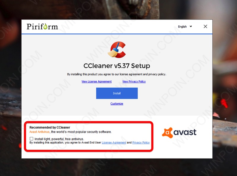 CCleaner Kini Bundling dengan Avast Antivirus