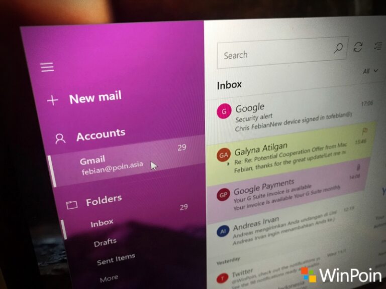 Tampilan Baru Mail di Windows 10: Kini Tampil Cantik dengan Fluent Design