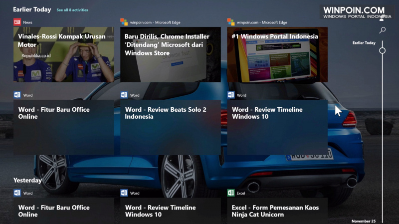 Mengintip Fitur Timeline di Windows 10 Redstone 4