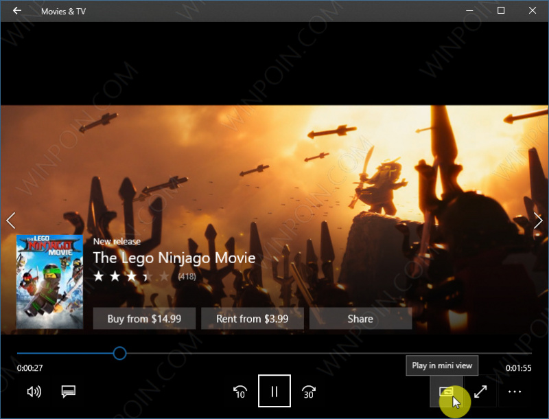 Cara Menjalankan Fitur Mini View di Windows 10 Movies & TV app (2)