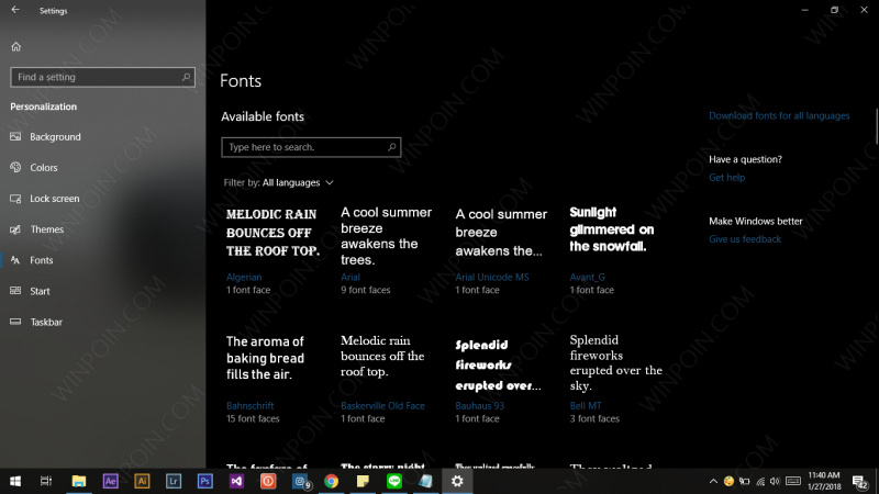 Windows 10 Build 17083 Konfigurasi Font Melalui Settings (1)