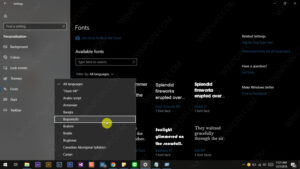 Windows 10 Build 17083 Konfigurasi Font Melalui Settings (2)