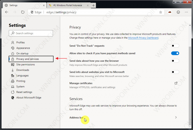 Cara Mengganti Search Engine di Microsoft Edge Chromium (4)