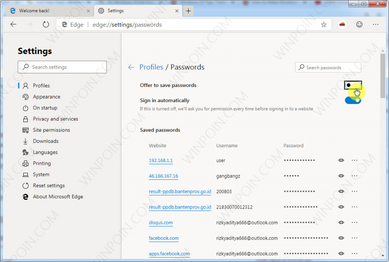Jika kamu tidak ingin memasukan password ketika login kembali pada suatu website Cara Mencegah Microsoft Edge Menyimpan Password