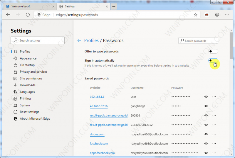 Jika kamu tidak ingin memasukan password ketika login kembali pada suatu website Cara Mencegah Microsoft Edge Menyimpan Password