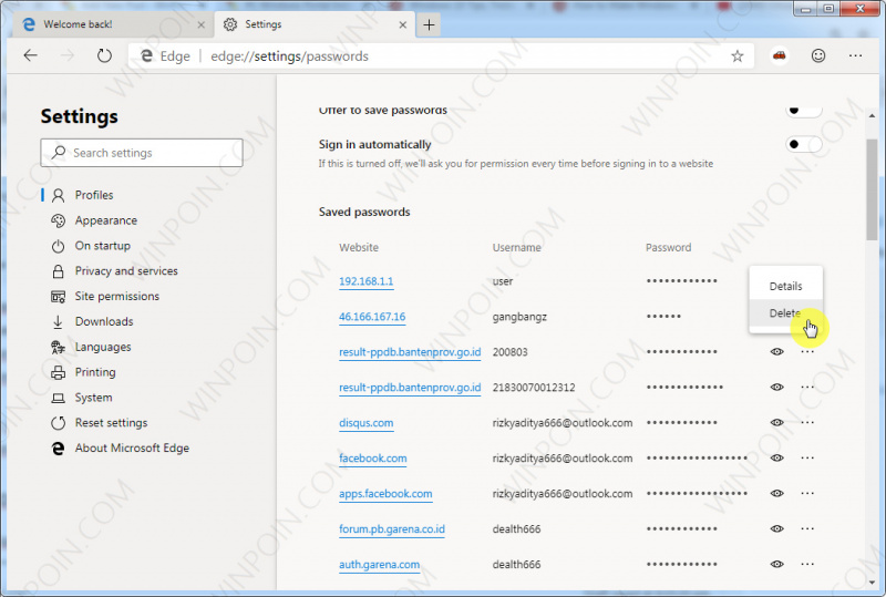 Jika kamu tidak ingin memasukan password ketika login kembali pada suatu website Cara Mencegah Microsoft Edge Menyimpan Password
