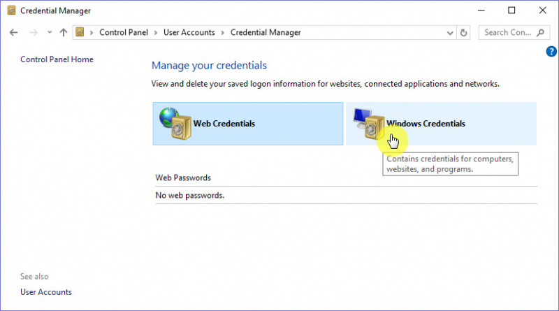 credential manager windows 10