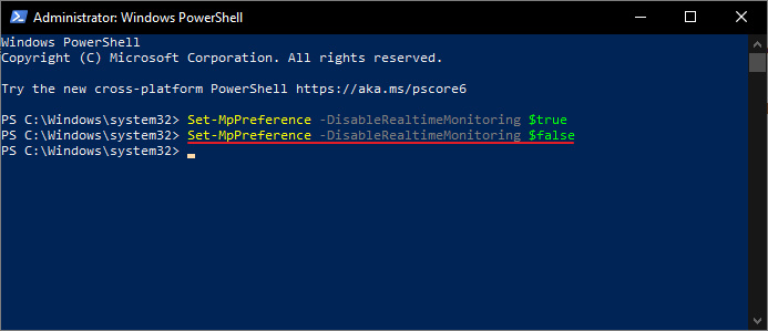 disable windows defender powershell