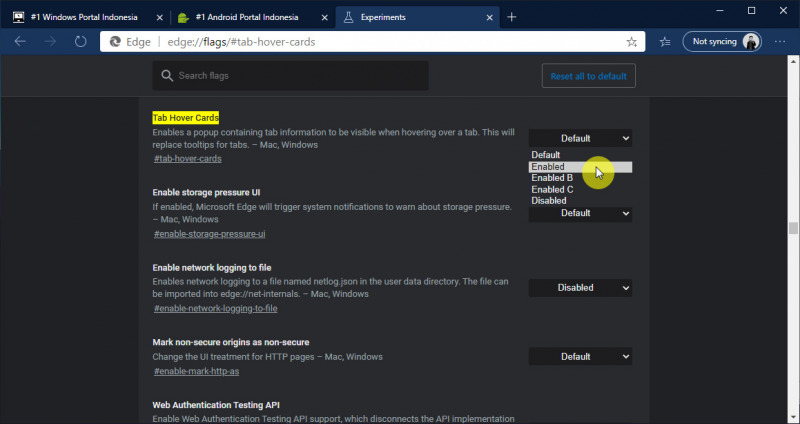 Cara Mengaktifkan Fitur Tab Hover Card di Edge  Chromium 