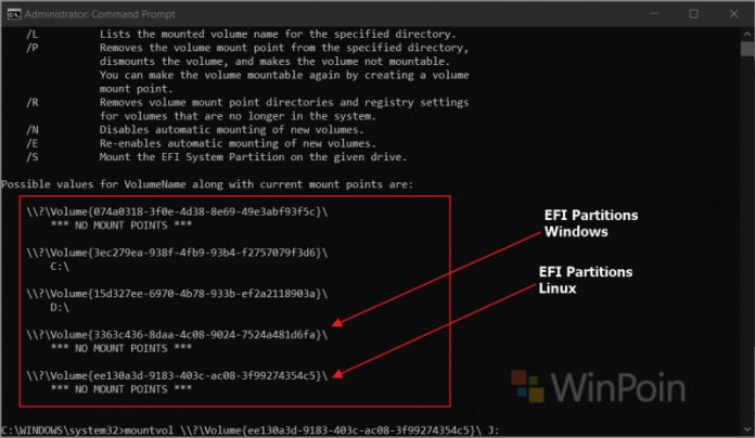 how to mount clover efi partition on windows