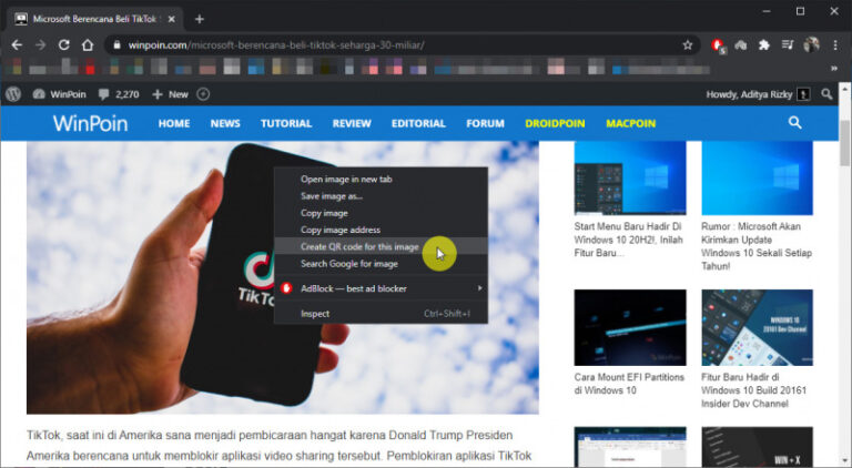 Cara Share Gambar dengan QR Code di Google Chrome WinPoin