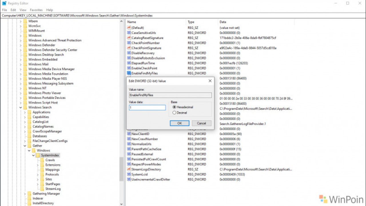Cara Mengaktifkan Enhanced Mode Untuk Search Indexer Melalui Registry Editor Di Windows 10 Winpoin