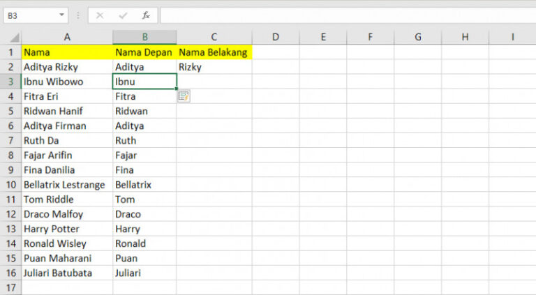 Cara Cepat Memisahkan Nama Depan, Tengah, dan Belakang di Excel  WinPoin