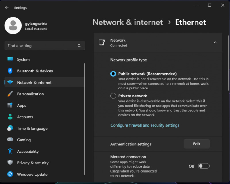 Network profile