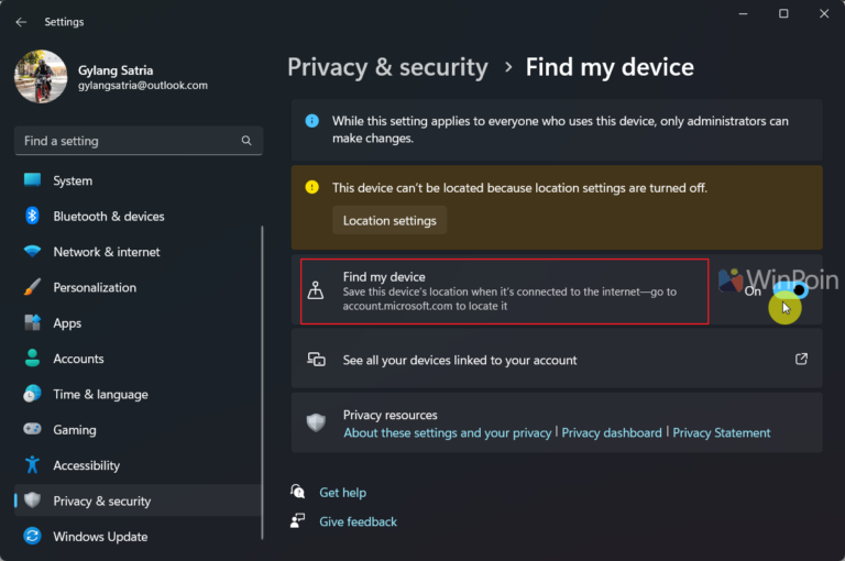 Cara Mengaktifkan Fitur Find My Device di Windows 11 WinPoin
