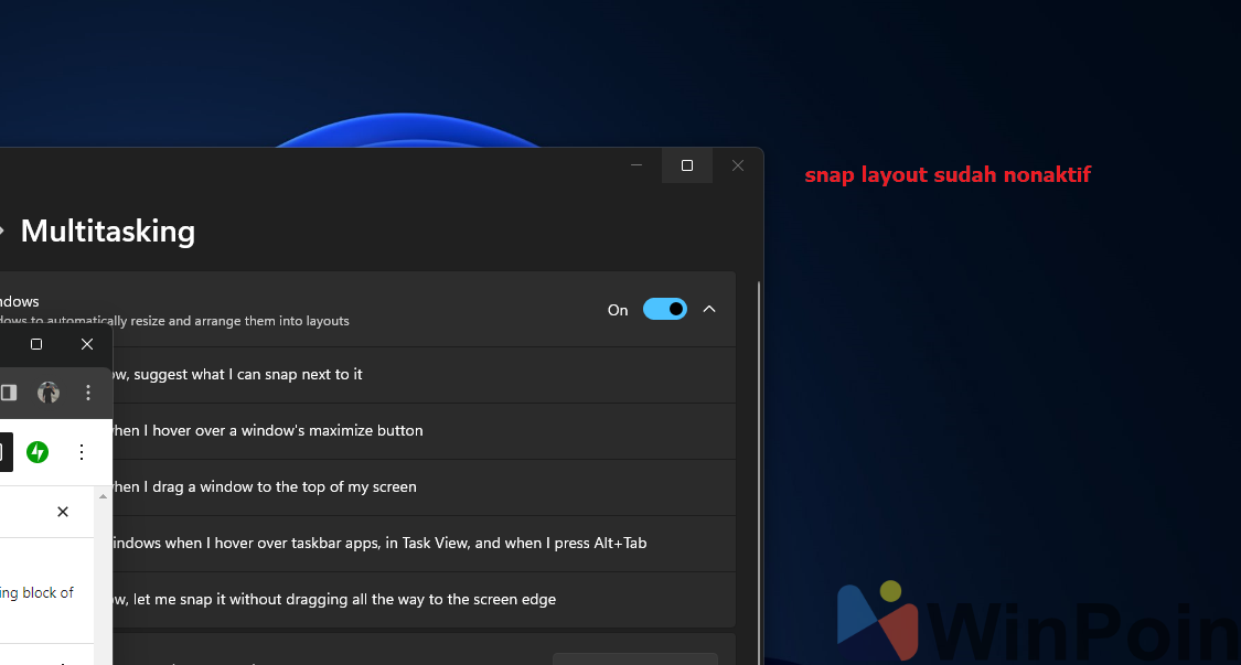 Cara Nonaktifkan Experience Snap Layout Baru di Windows 11